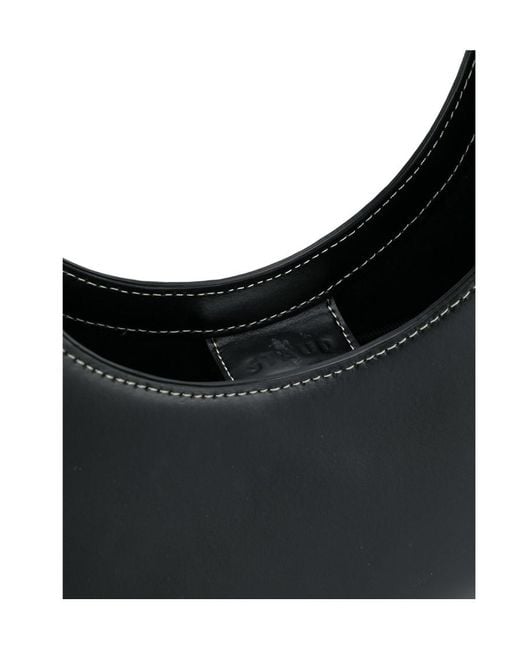 Staud Black Moon Logo Debossed Tote Bag