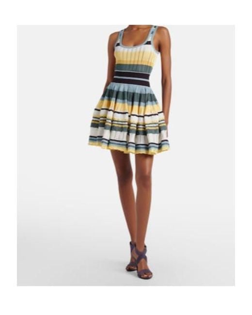 Alaïa Blue Knitted Striped Minidress