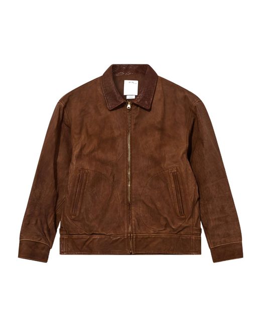 Visvim Brown Front Zipper Leather Jacket for men