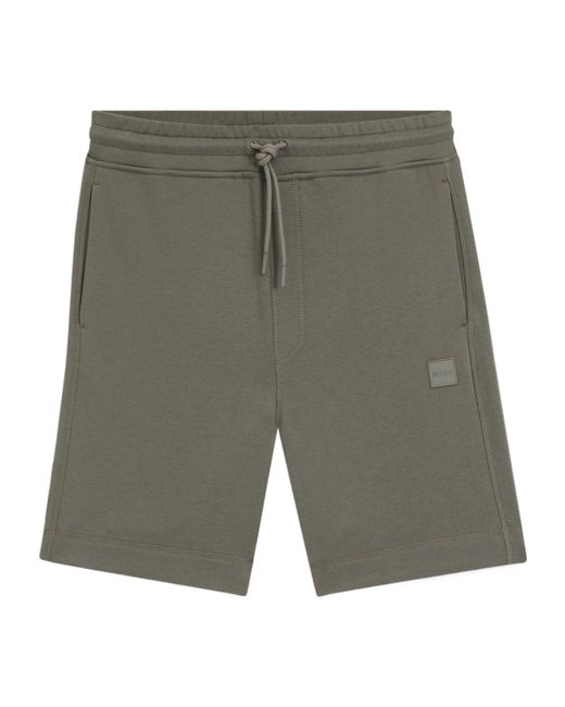Boss Gray Mid-Length Elasticated Drawstring Fleece Shorts for men