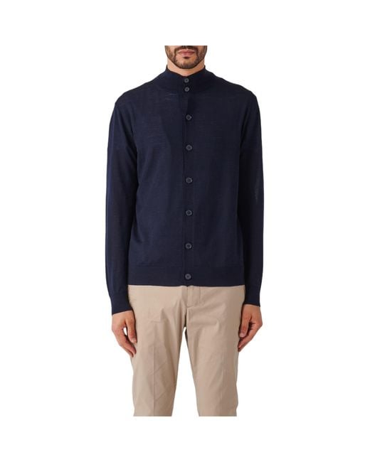 Ballantyne Blue Roll-Neck Long Sleeved Cardigan for men