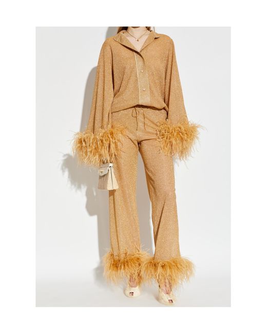 Oseree Natural Oséree Lurex Thread Trousers