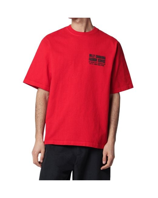 Willy Chavarria Red Crew Neck T-Shirt for men