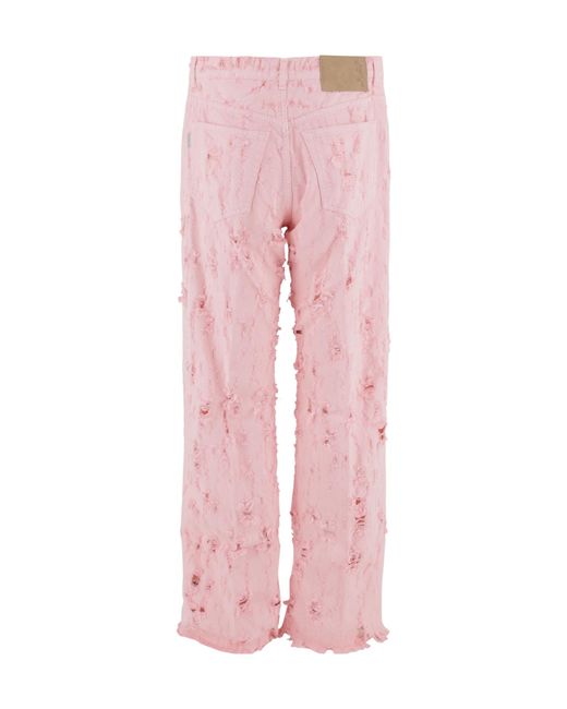 Haikure Pink Bonnie Destroyed Straight-Leg Jeans