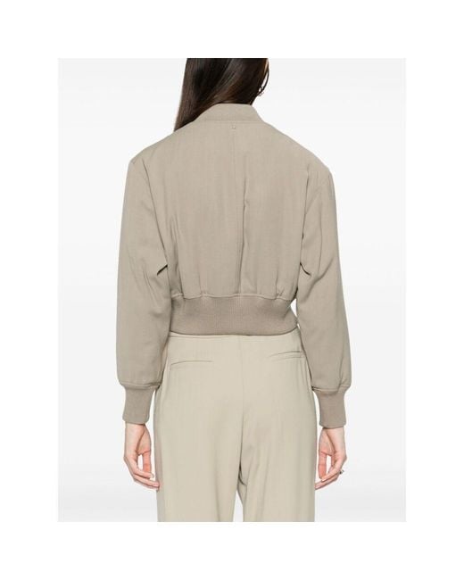 AMI Natural Zip-Up Padded Bomber Jacket