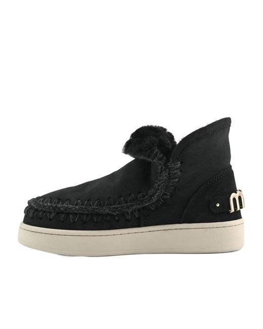 Mou Black New Eskimo Braided-Detail Ankle Boots