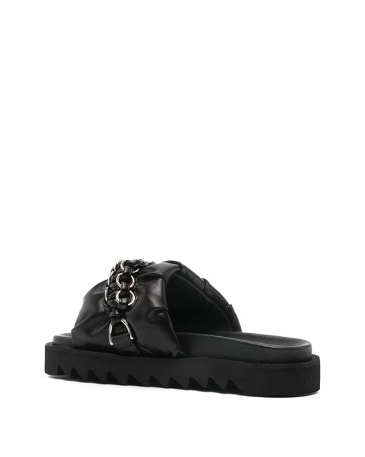 Toga Black Chain-Detail Flat Sandals