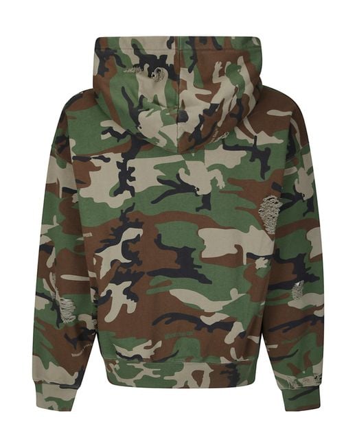 BBCICECREAM Green Distressed Oversized Hoodie for men