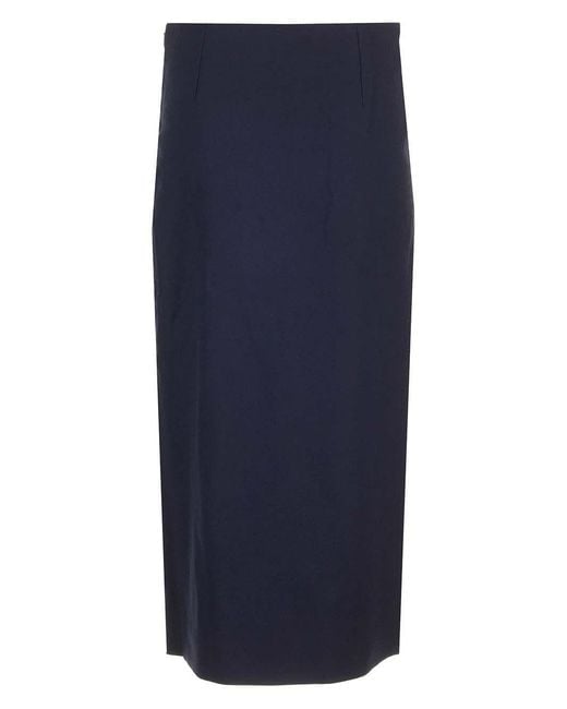 Chloé Blue Chloé Slit Detailed Midi Skirt