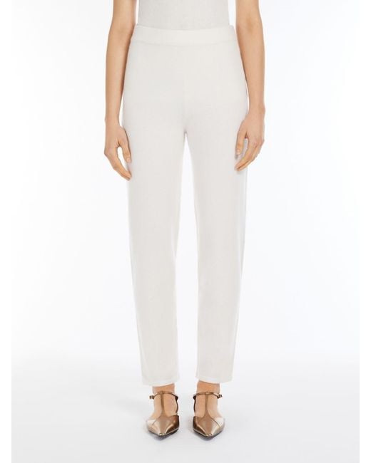 Max Mara White Cashmere Knit Trousers
