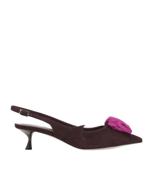 Roger Vivier Brown Slingback Flower Heeled Pumps