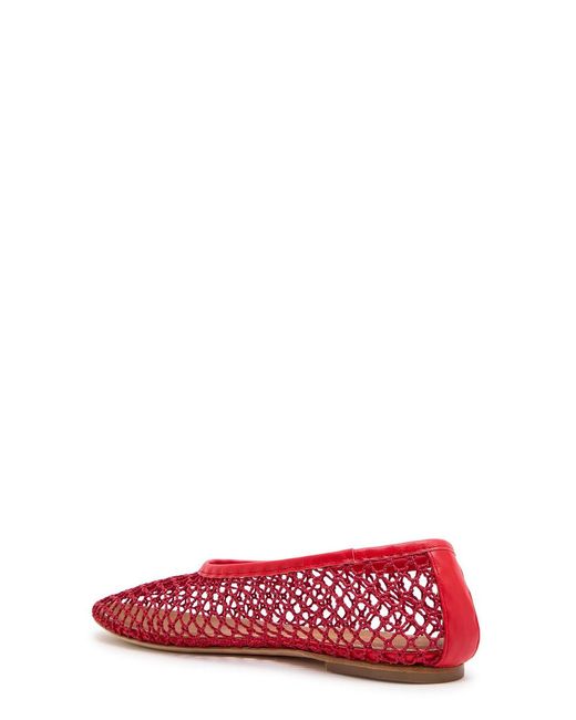Staud Red Solid Color Woven Ballet Flats