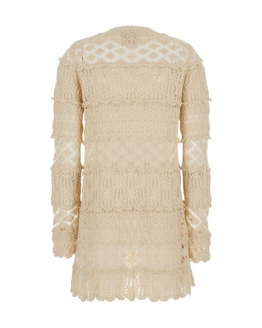 Semicouture Natural Semi Couture Crochet Mini Dress