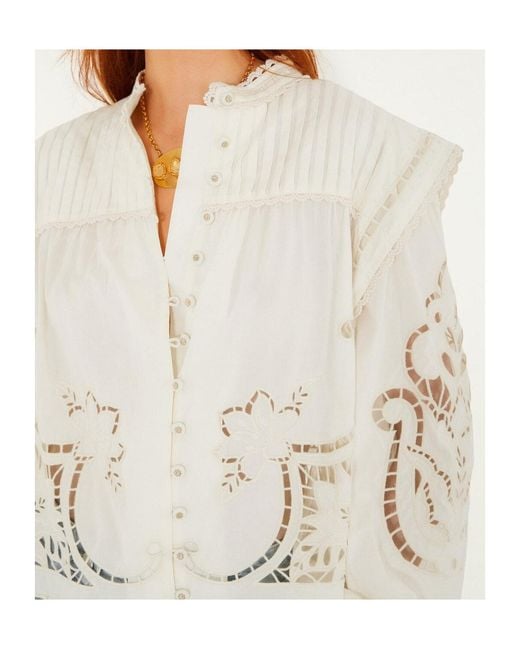 Farm Rio White Richilieu Embroidered Blouse