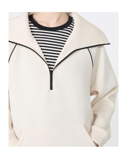Weekend by Maxmara White Ballata Half-Zip Contrast-Piping Sweatshirt