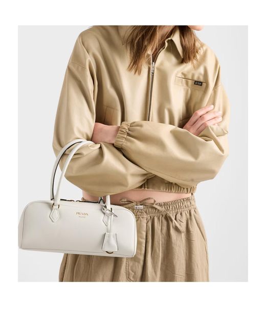 Prada Natural Medium Leather Top-Handle Bag