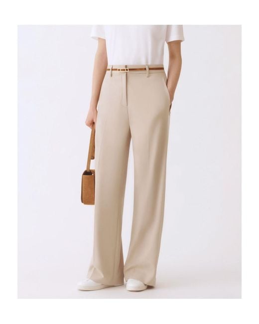 Fabiana Filippi Natural Casual Trousers With Belt Loops