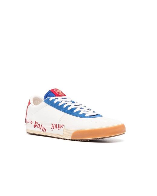 Palm Angels Blue Logo-Print Low Top Sneakers for men