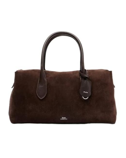 Polo Ralph Lauren Brown Solid Color Suede Shoulder Bag