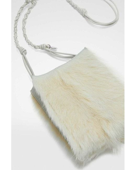 Jil Sander White Tangle Shearling Small Crossbody Bag