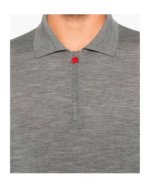 Kiton Gray Mélange-Effect Polo Shirt for men
