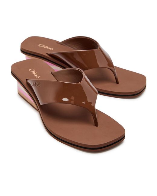 Chloé Brown Wedge Thong