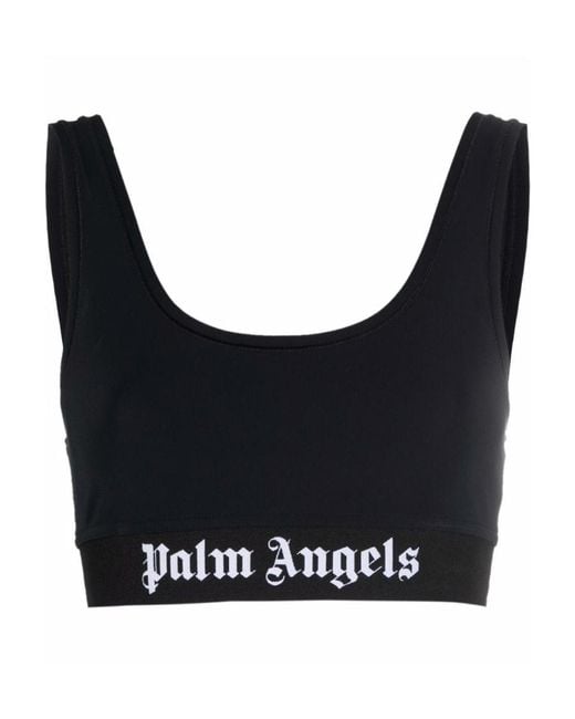 Palm Angels Black Scoop Neck Cropped Vest Top