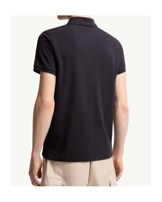 Moncler Black Logo Patch Short-Sleeved Polo Shirt for men