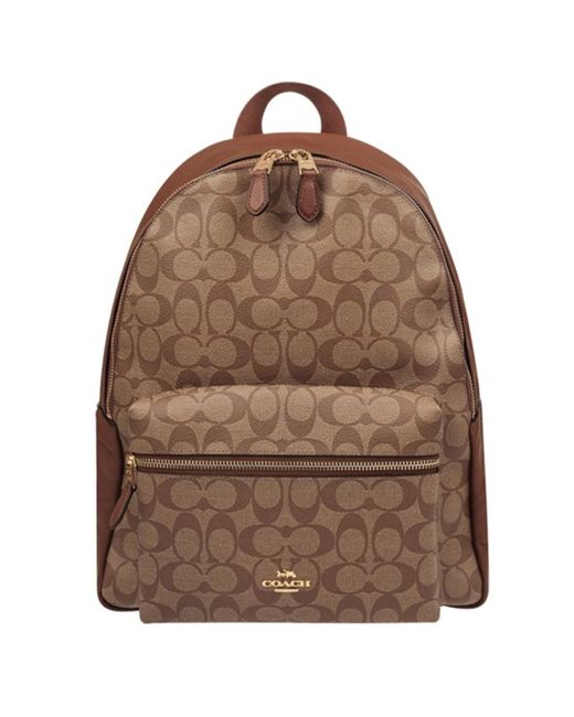 COACH Brown Logo Print Backpack