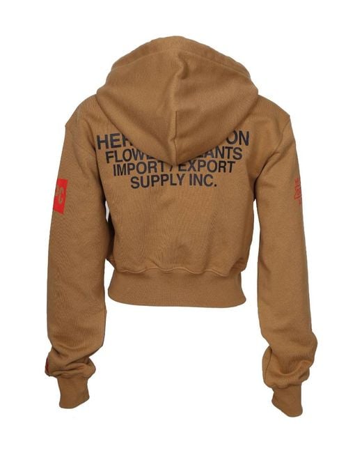 Heron Preston Brown Logo Patch Drawstring Hoodie