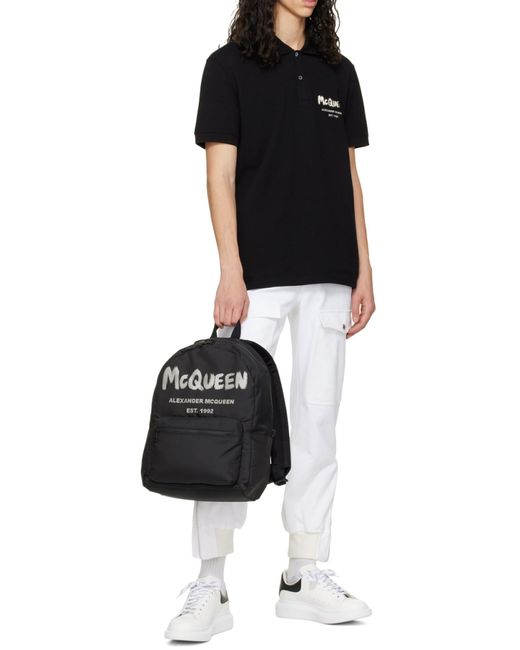 McQueen Black Graffiti Metropolitan Backpack for men