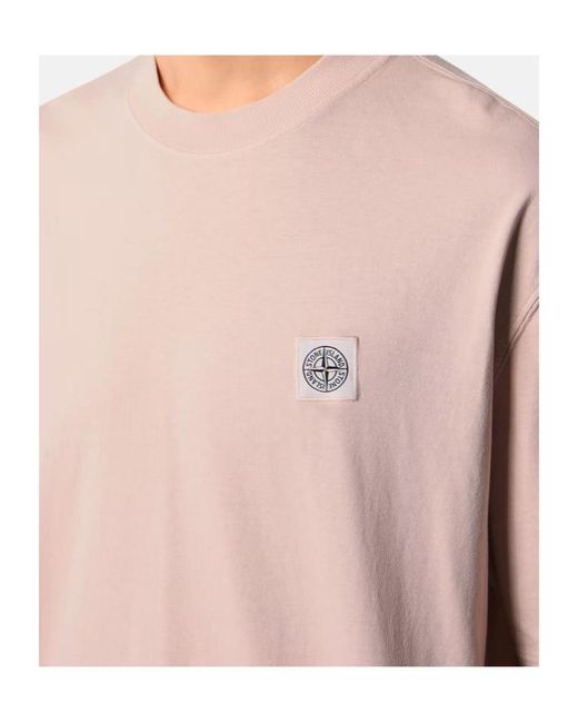 Stone Island Pink Logo-Patch T-Shirt for men