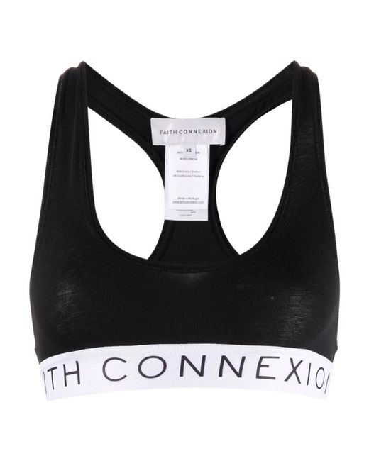 Faith Connexion Black Logo-Tape Racerback Vest
