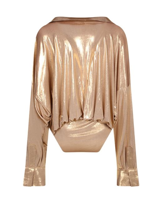 Norma Kamali Natural Deep V-Neck Bodysuit