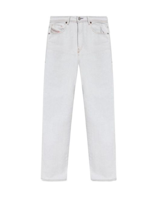 DIESEL White 2004 Logo Detailed High-Rise Tapered Jeans