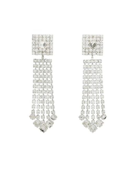 Magda Butrym White Crystal-Embellished Drop Earrings