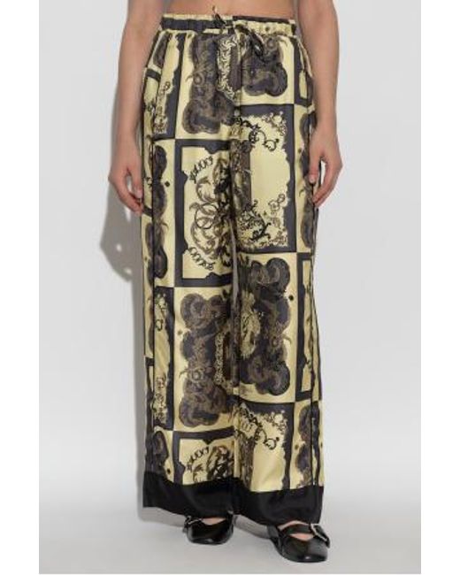 Ganni Brown Patterned Drawstring Trousers