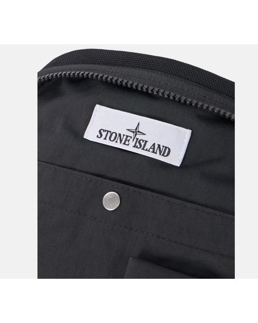 Stone Island Black Zip Messenger Bag for men
