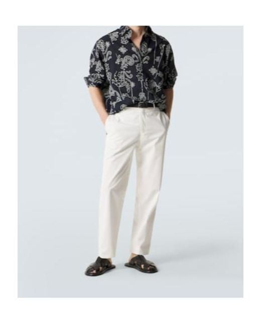 Giorgio Armani Blue Printed Cotton Seersucker Shirt for men