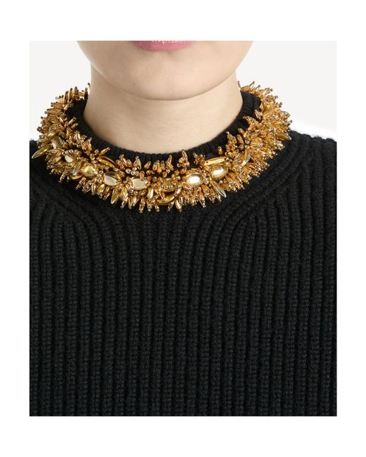 Balmain Black Cashmere Jumper With Embroidered Trim