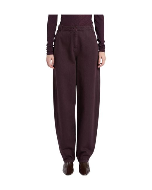 Marella Purple High-Waisted Casual Trousers
