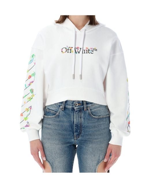 Off-White c/o Virgil Abloh Blue Flower Cropped Hoodie