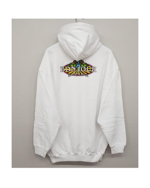 Balenciaga White Logo Hooded Sweater