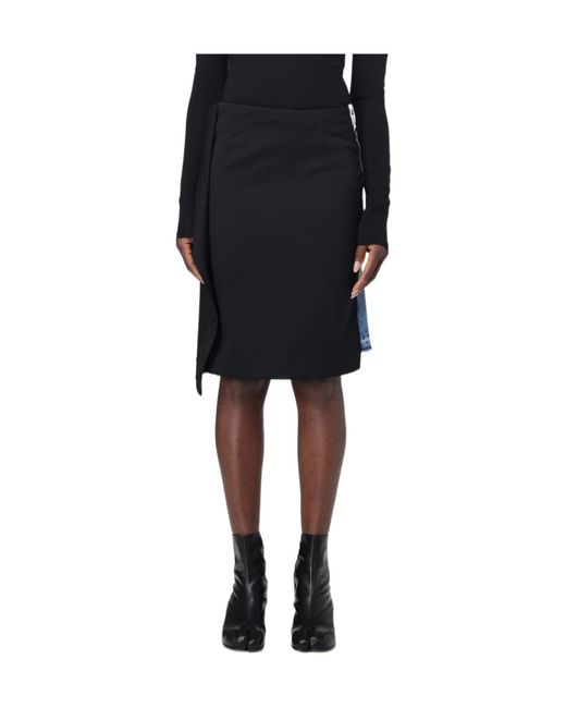 MM6 by Maison Margiela Black Panelled Denim Miniskirt