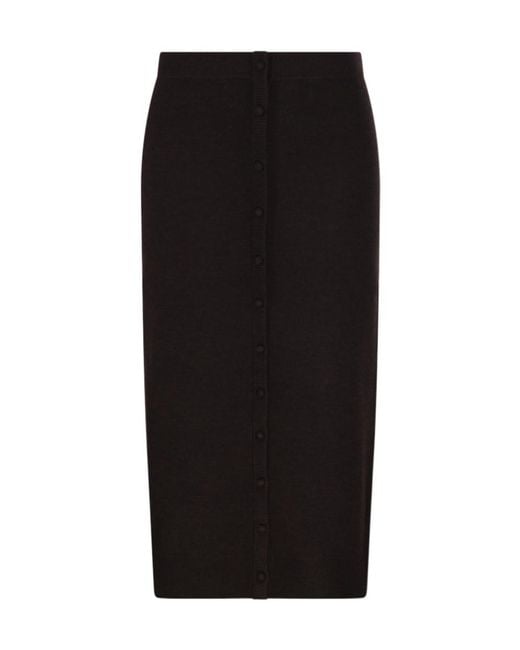 Victoria Beckham Black Button Detailed Midi Skirt