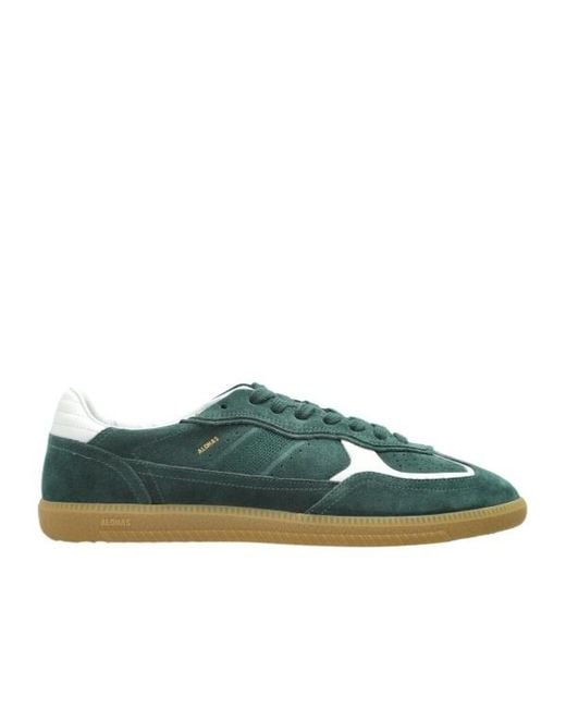 Alohas Green Low-Top Lace-Up Casual Sneakers for men