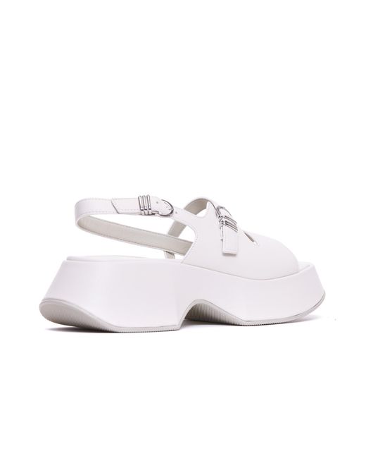 Vic Matié White Buckled Platform Heeled Sandals
