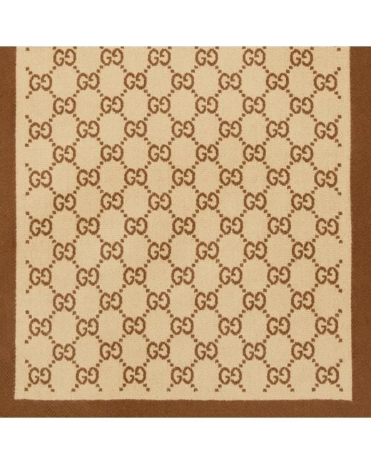 Gucci Natural Monogram Knitted Wool Scarf