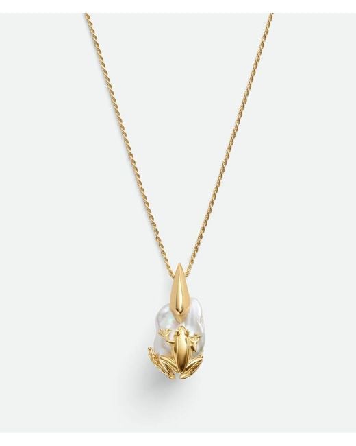Bottega Veneta Metallic Rana Pearl Necklace