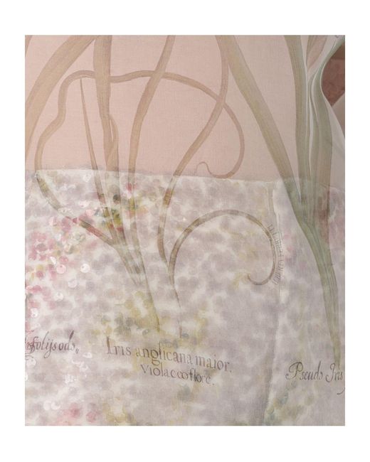 Alberta Ferretti Natural Floral Crewneck Top